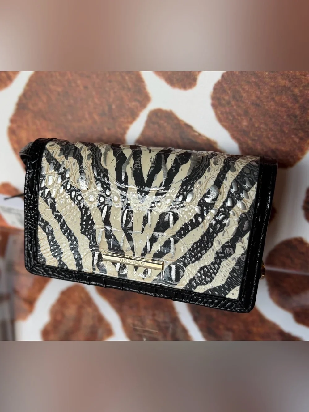 Brahmin Everlasting Encore Minuette zebra Crossbody Bag Black and White NWT